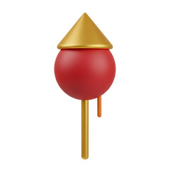 3D Red Firework Rocket for Party Celebration Transparent