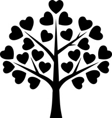 Heart Tree Silhouette Vector