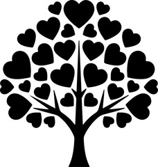 Heart Tree Silhouette Vector