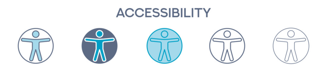 Accessibility Element For Design Graphic - Multi Styles. Vector Illustration Of Two Colored And Black. Multiple Icons Designs Can Be Used For Mobile, Ui, Web 