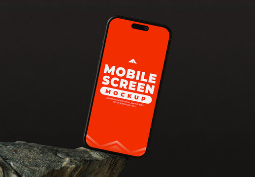 Floating Mobile Screen Mockup for Futuristic UI Display and App Branding