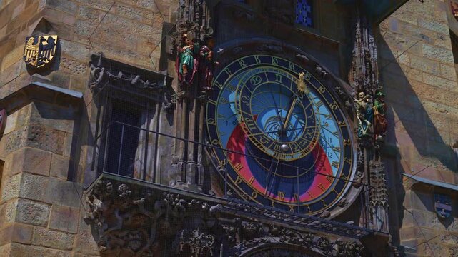 Famous ancient astronomical clock Orloy in Prague, Czech Republic.