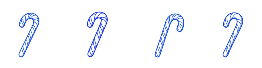 Candy canes in a simple blue outline design on white background  