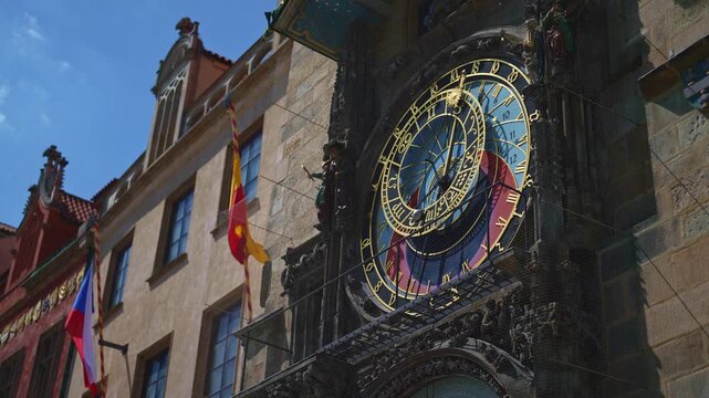 Famous ancient astronomical clock Orloy in Prague, Czech Republic.