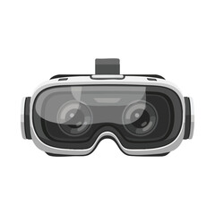 A sleek virtual reality headset with a gray and black design on a white background in a close-up view.