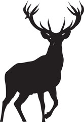 Majestic Deer Stag Silhouette with Forest Landscape on White Background.