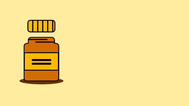 a small brown glass jar with a golden yellow label and cap sitting alone in the center of a pale yellow rectangular background.
