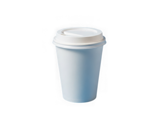 Disposable coffee cup with lid isolated on transparent background