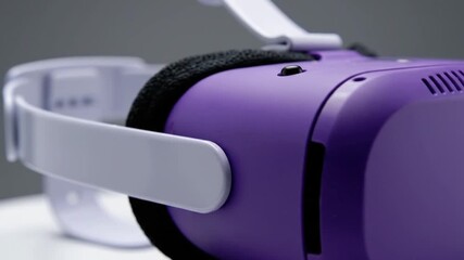 Purple Virtual Reality Headset Close-up on Studio Background - Powered by Adobe