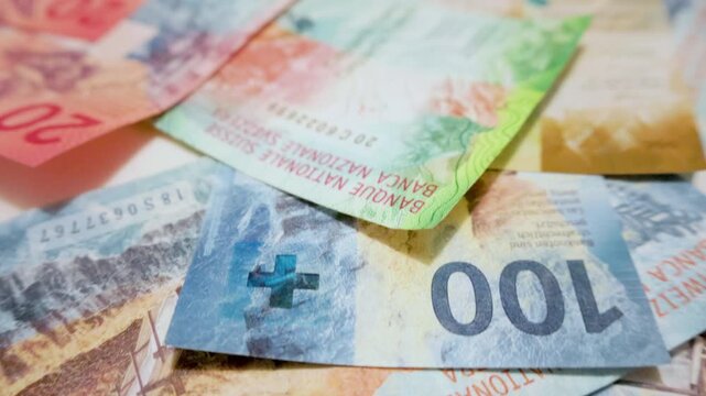 vibrant arrangement of swiss franc banknotes 