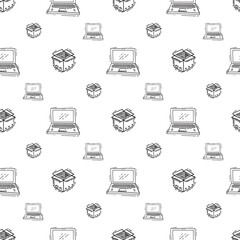 hand drawn business seamless pattern