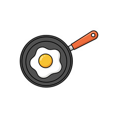 Isolated cartoon fried egg in a black pan