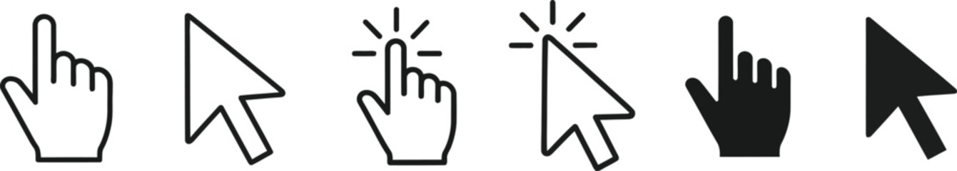 Obraz premium Computer Mouse and Hand Cursor Icons