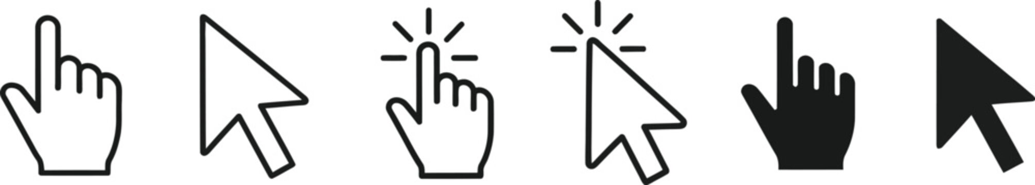 Computer Mouse and Hand Cursor Icons