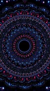 Abstract digital mandala design with complex pattern and glowing elements