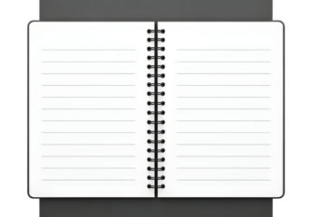 Spiral bound notebook with lined paper isolated on transparent background