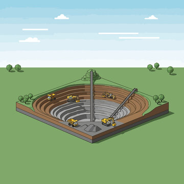 Open Pit Mining Operation with Heavy Machinery.