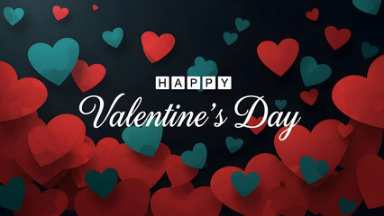 Valentine's day greeting with red and green hearts