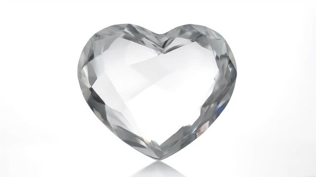 Stunning clear crystal heart shaped gemstone sparkling