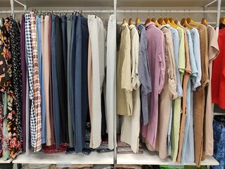 Clothes on a clothing hanger at the store