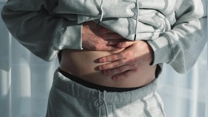 Abdominal cramps in humans.
Digestive problems.
Abdominal pain in men.
Bloating due to overeating.