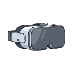 A sleek virtual reality headset with a modern design featuring a gray and white color scheme on a plain white background.