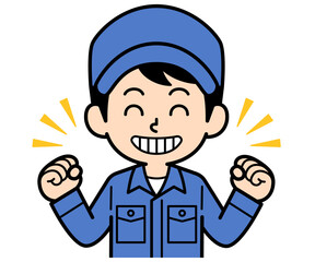 ニコニコ元気なシンプルな作業員の男性