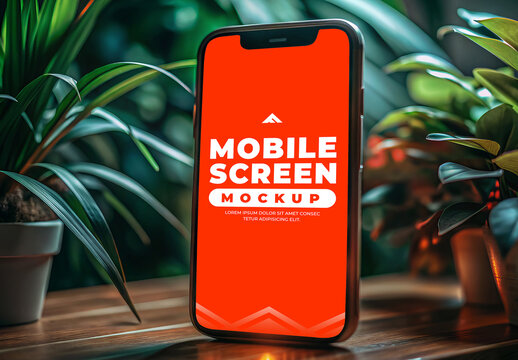 Handheld Mobile Screen Mockup in Portrait Orientation for App and UI Display
