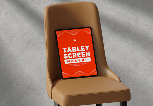 Tablet Screen Mockup on Chair