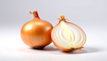 Fresh Onions on White Background.