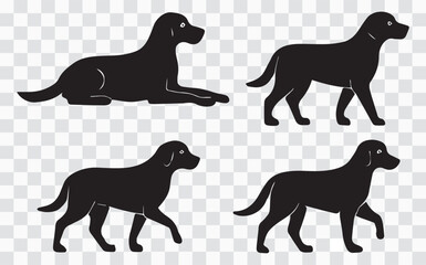 Dog Silhouettes | Canine Pet Icons, Minimalist Animal Poses & Flat Companion Graphics Collection