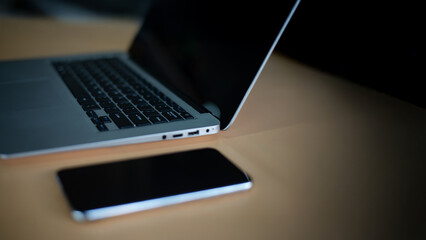 Using laptops and smartphones, shopping online, online transactions, copyspace, online banners.