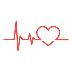 ECG Line Transitioning into Heart Shape Symbolizing Cardiovascular Health and Medical Care in Red Vector