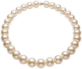 Obraz premium Lustrous spherical pearl beads, meticulously crafted with a smooth, creamy texture and subtle iridescent sheen, are arranged in a circular frame, softly, isolated on transparent background.