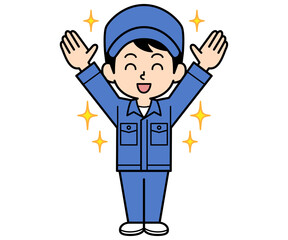 喜んでいるシンプルな作業員の男性