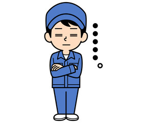 呆れるシンプルな作業員の男性