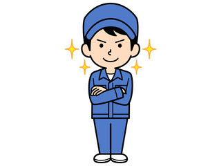 自信満々なシンプルな作業員の男性