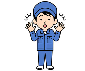 ビックリするシンプルな作業員の男性