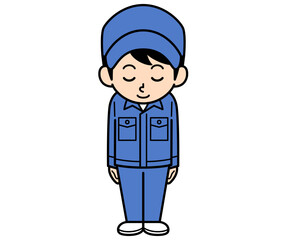 お辞儀するシンプルな作業員の男性