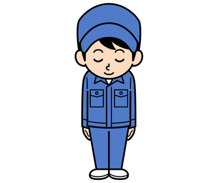 お辞儀するシンプルな作業員の男性