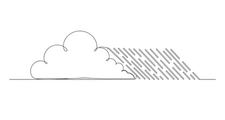 Cloud and rain vector illustration with single continuous line art style