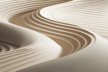 Sand patterns create waves across a desert landscape under natural light during the day
