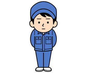 じっと見つめるシンプルな作業員の男性