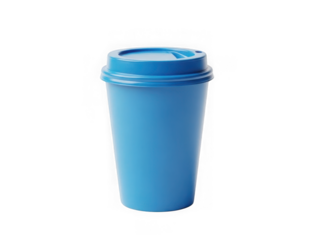 Blue coffee cup with lid isolated on transparent background