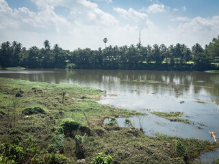 Bhavani river near Kooduthurai, the sacred confluence near Sangameshwarar Temple in Bhavani, Erode district, Tamil Nadu, India