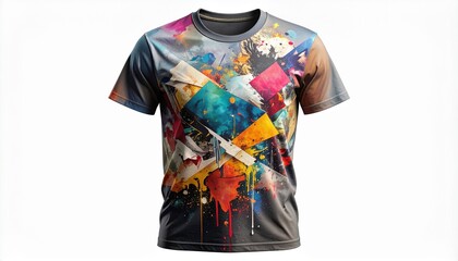 Vibrant punk-style skull illustration on a 3D t-shirt mockup with a hand-drawn look against a white background