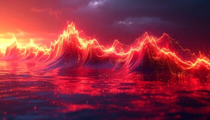 Fiery Mountains with Molten Lava Flow.