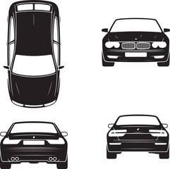 black car silhouettes from different angles