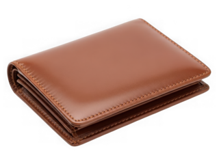 Brown leather wallet isolated on transparent background
