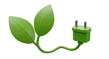 Green energy concept with leafy power plug for eco friendly technology